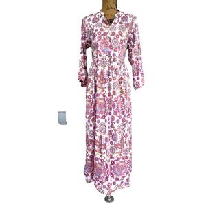 Khaadi Women's Dress Medium Maxi Geometric Colorful Prairie Cottage Boho